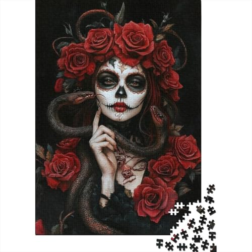 Puzzles Für Erwachsene 1000 Teile Goth Rose Skull 1000-teiliges Puzzle Impossible Puzzle 1000pcs (75x50cm) von CPXSEMAZA