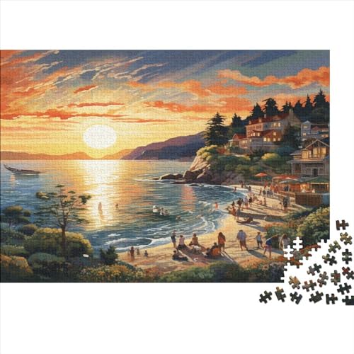 Puzzles Für Erwachsene 1000 Teile Holzpuzzle Sunset over The Harbour Puzzle-Kunstwerk, Puzzle-Wanddekoration, Einzigartige Geburtstags 1000pcs (75x50cm) von CPXSEMAZA