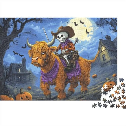 Puzzles Für Erwachsene 1000-teilige Puzzles Für Erwachsene Skeleton Highland Cow Puzzles Für Erwachsene Und Kinder, Lernspiele, Heimdekoration, Buntes Puzzle 1000pcs (75x50cm) von CPXSEMAZA