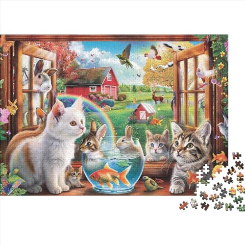 Puzzles Für Erwachsene 300 Teile Cat Outside The Window Puzzles 300 Teile Heimdekorationspuzzle 300pcs (40x28cm) von CPXSEMAZA