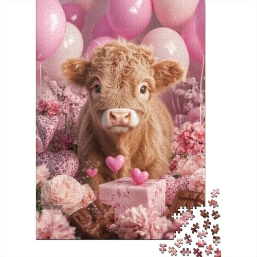 Puzzles Für Erwachsene 300 Teile Cute Highland Cow Baby 300-teilige Puzzles, Lernspiele Für Erwachsene 300pcs (40x28cm) von CPXSEMAZA