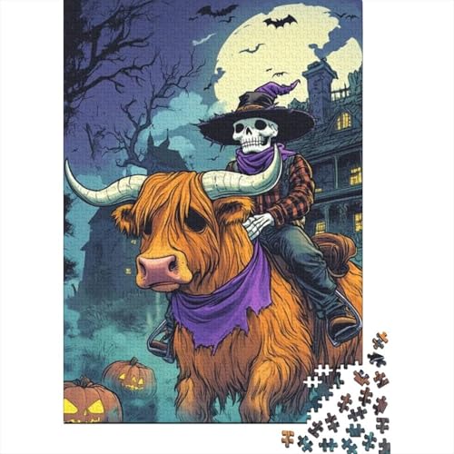 Puzzles Für Erwachsene 300 Teile Highland Cattle Skull Puzzle 300 Teile Anspruchsvolles Spiel 300pcs (40x28cm) von CPXSEMAZA