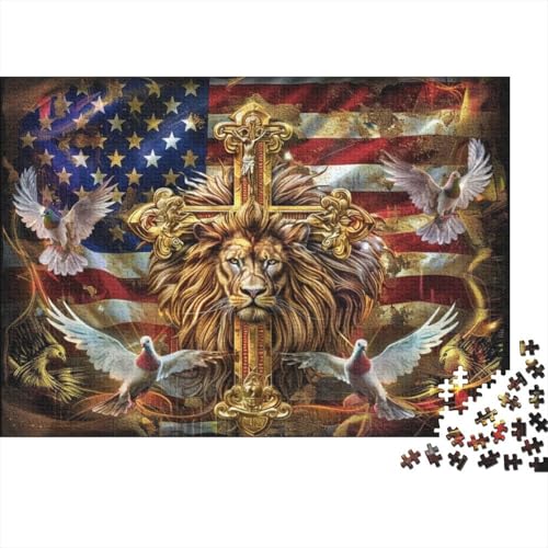 Puzzles Für Erwachsene 300 Teile Holzpuzzle Lion-Cross Puzzle-Kunstwerk, Puzzle-Wanddekoration, Einzigartige Geburtstags 300pcs (40x28cm) von CPXSEMAZA