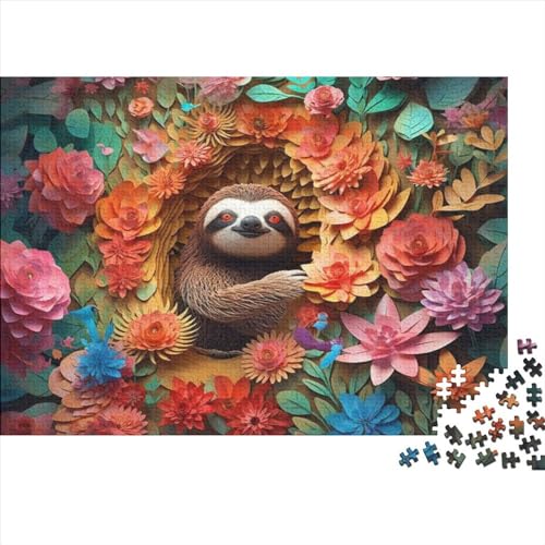 Puzzles Für Erwachsene 300 Teile Sloth Among Flowers Puzzle Als Geschenk Für Erwachsene 300pcs (40x28cm) von CPXSEMAZA