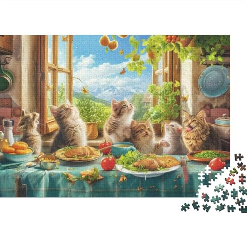 Puzzles Für Erwachsene 300-teilige Puzzles Für Erwachsene Cat's Breakfast Puzzles Für Erwachsene Und Kinder, Lernspiele, Heimdekoration, Buntes Puzzle 300pcs (40x28cm) von CPXSEMAZA