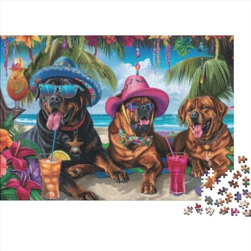 Puzzles Für Erwachsene 500 Teile Beach Dogs Puzzle Als Geschenk Für Erwachsene 500pcs (52x38cm) von COSSKY