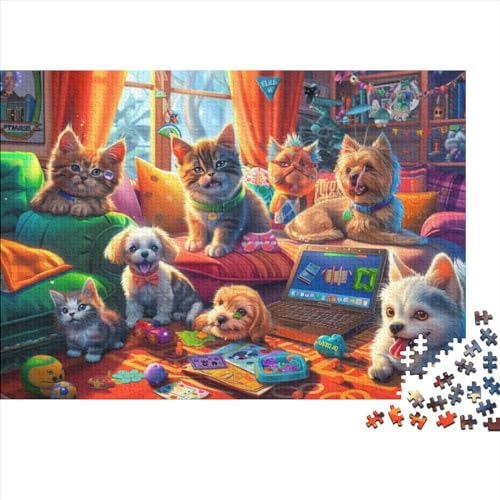 Puzzles Für Erwachsene 500 Teile Cat and Dog Party Puzzle Als Geschenk Für Erwachsene 500pcs (52x38cm) von CPXSEMAZA