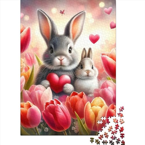 Rabbit and Tulips Puzzle 1000 Teile,Puzzle Für Erwachsene, Impossible Puzzle,Geschicklichkeitsspiel Für Die Ganze Familie,Home Dekoration Puzzle 1000pcs (75x50cm) von CPXSEMAZA