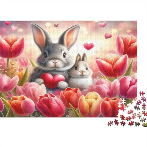 Rabbit and Tulips Puzzle 1000 Teile,Puzzle Für Erwachsene, Impossible Puzzle,Geschicklichkeitsspiel Für Die Ganze Familie,Home Dekoration Puzzle 1000pcs (75x50cm) von CPXSEMAZA