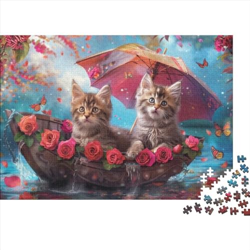 Romantic Cat Puzzle, 500 Teile Puzzle, Erwachsene Puzzle, Einzigartiges Puzzle, Familienpuzzle, Denkspiel 500pcs (52x38cm) von CPXSEMAZA