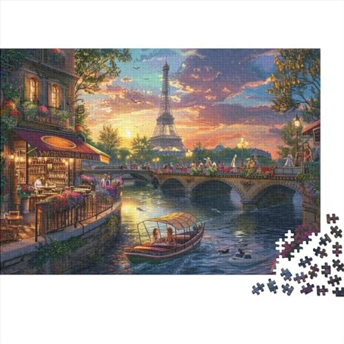 Romantic Eiffel Tower 500-teiliges Holzpuzzle Für Erwachsene, 500-teiliges Puzzle, Einzigartige Heimdekoration Und Geschenke, 500-teiliges Puzzle, Spielzeug Und Spiele 500pcs (52x38cm) von CPXSEMAZA