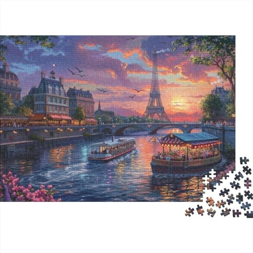 Romantic Paris Jigsaw Puzzle Für Sohn/Kinder Familie Zusammen 1000 Schlafzimmer Dekoration Puzzles Erwachsene 1000 Stück Holz Puzzle Spiel Kinder Geschenk 1000pcs (75x50cm) von CPXSEMAZA