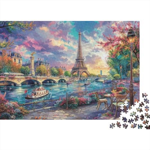 Romantic Paris Jigsaw Puzzle Für Sohn/Kinder Familie Zusammen 1000 Schlafzimmer Dekoration Puzzles Erwachsene 1000 Stück Holz Puzzle Spiel Kinder Geschenk 1000pcs (75x50cm) von CPXSEMAZA