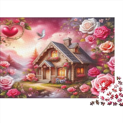 Rose Cabin Jigsaw Puzzle Für Sohn/Kinder Familie Zusammen 300 Schlafzimmer Dekoration Puzzles Erwachsene 300 Stück Holz Puzzle Spiel Kinder Geschenk 300pcs (40x28cm) von CPXSEMAZA