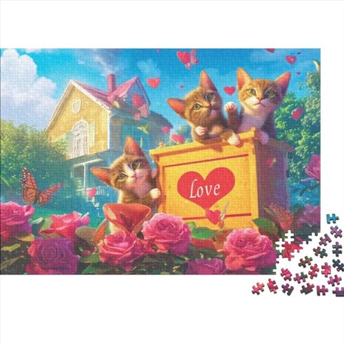 Rose Kitten 1000-teiliges Holzpuzzle Für Erwachsene, 1000-teiliges Puzzle, Einzigartige Heimdekoration Und Geschenke, 1000-teiliges Puzzle, Spielzeug Und Spiele 1000pcs (75x50cm) von CPXSEMAZA