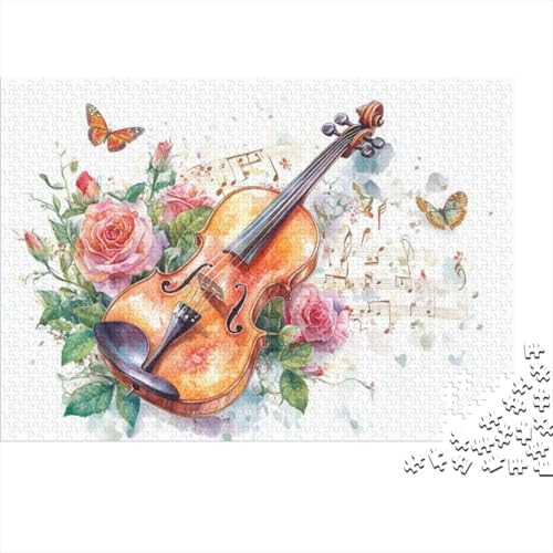 Rose Violin Puzzle, 300 Teile Puzzle, Erwachsene Puzzle, Einzigartiges Puzzle, Familienpuzzle, Denkspiel 300pcs (40x28cm) von CPXSEMAZA