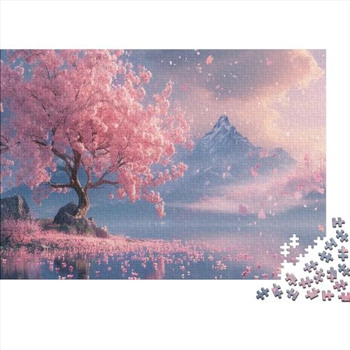 Sakura Tree Landscape Holzpuzzle 1000 Teile | Einzigartiges Puzzle | Puzzles Für Erwachsene 1000pcs (75x50cm) von CPXSEMAZA