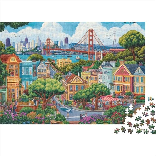 San Francisco Bay Jigsaw Puzzle Für Sohn/Kinder Familie Zusammen 500 Schlafzimmer Dekoration Puzzles Erwachsene 500 Stück Holz Puzzle Spiel Kinder Geschenk 500pcs (52x38cm) von CPXSEMAZA