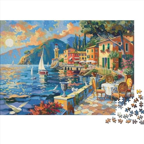 Seaside Town 300-teilige Puzzles Für Erwachsene Puzzle 300 Teile Impossible Puzzle 300 Puzzles Für Erwachsene Für Erwachsene Und Kinder Ab 12 Jahren 300pcs (40x28cm) von CPXSEMAZA