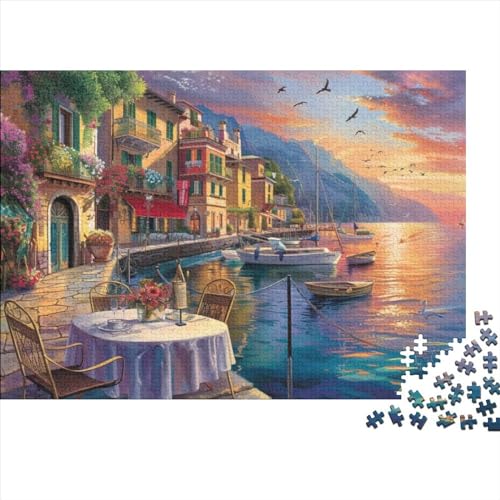 Seaside Town Puzzle, 300 Teile Puzzle, Erwachsene Puzzle, Einzigartiges Puzzle, Familienpuzzle, Denkspiel 300pcs (40x28cm) von CPXSEMAZA