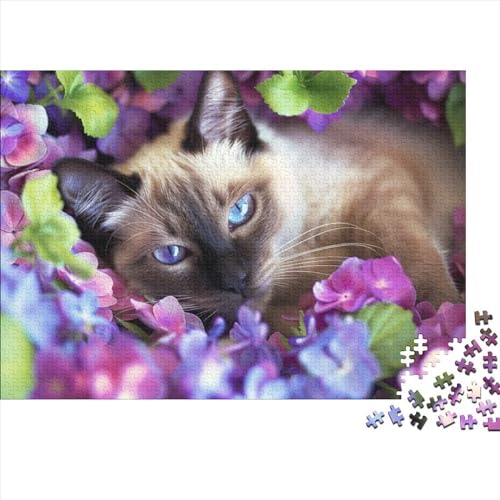 Siamese Cat 1000-teiliges Holzpuzzle Für Erwachsene, 1000-teiliges Puzzle, Einzigartige Heimdekoration Und Geschenke, 1000-teiliges Puzzle, Spielzeug Und Spiele 1000pcs (75x50cm) von CPXSEMAZA