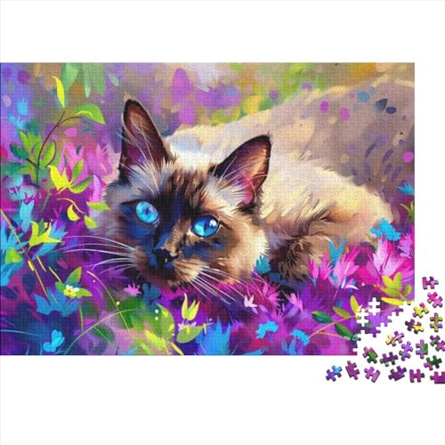 Siamese Cat Jigsaw Puzzle Für Sohn/Kinder Familie Zusammen 1000 Schlafzimmer Dekoration Puzzles Erwachsene 1000 Stück Holz Puzzle Spiel Kinder Geschenk 1000pcs (75x50cm) von CPXSEMAZA