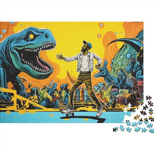 Skateboard Dinosaur Erwachsene Puzzles Für Erwachsene, 500-teiliges Puzzle, 500 Teile Stressabbauende Puzzles, 500 Puzzles Für Erwachsene Für Erwachsene Und Kinder Ab 12 Jahren 500pcs (52x38cm) von CPXSEMAZA