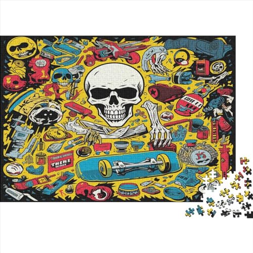 Skateboard Skull 500 Jigsaw Puzzle Geburtstagsgeschenk Personalisierte Familie Puzzles 500 Stück Holz Wandkunst Home Decor 500pcs (52x38cm) von CPXSEMAZA