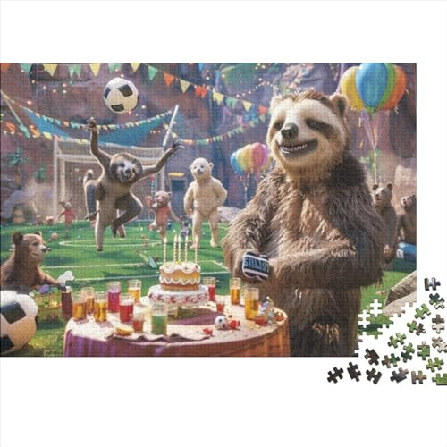 Sloth Party Puzzle 300 Teile Puzzle Für Anfänger Erwachsene Geschicklichkeitsspiel Für Die Ganze Familie Geschicklichkeitsspiele Erwachsenenpuzzle Ab 14 Jahren 300pcs (40x28cm) von CPXSEMAZA