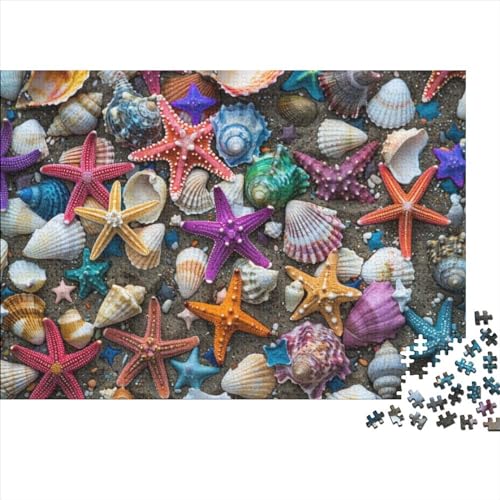 Starfish and Shells Jigsaw Puzzle Für Sohn/Kinder Familie Zusammen 500 Schlafzimmer Dekoration Puzzles Erwachsene 500 Stück Holz Puzzle Spiel Kinder Geschenk 500pcs (52x38cm) von CPXSEMAZA