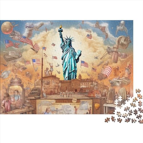 Statue of Liberty 300-teilige Holzpuzzles Für Erwachsene. 300-teilige Puzzles. Impossible Puzzle. 300-teilige Puzzles Für Erwachsene Und Kinder Ab 12 Jahren 300pcs (40x28cm) von CPXSEMAZA