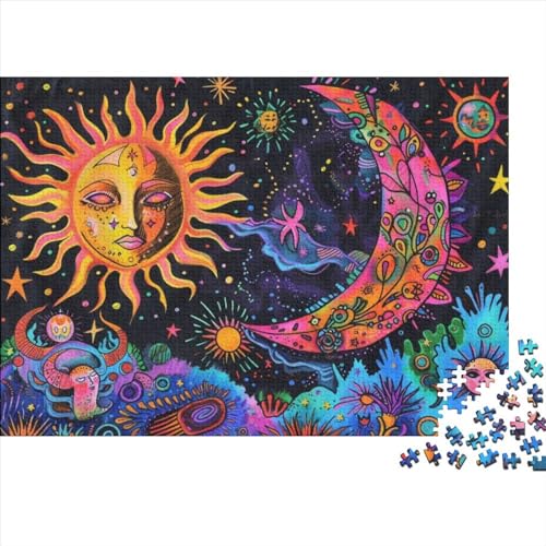 Sun Moon Stars Puzzle 300 Teile Puzzle Für Anfänger Erwachsene Geschicklichkeitsspiel Für Die Ganze Familie Geschicklichkeitsspiele Erwachsenenpuzzle Ab 14 Jahren 300pcs (40x28cm) von CPXSEMAZA