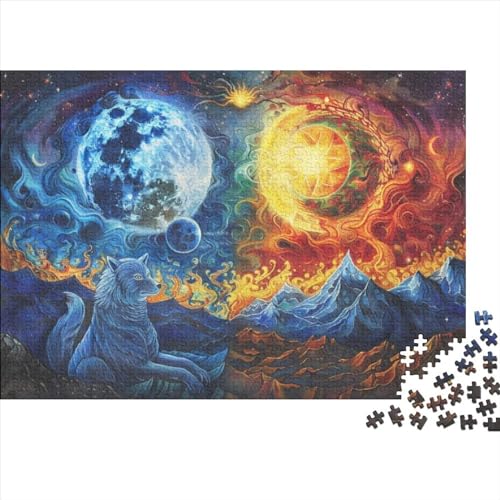 Sun and Moon 1000-teiliges Puzzle Für Erwachsene, Familie Oder Kinder, Puzzle-Spielzeug, Lernspiele, Stressabbau-Puzzles, Einzigartige Heimdekoration Und Geschenke 1000pcs (75x50cm) von CPXSEMAZA