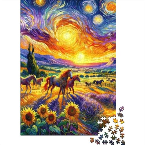 Sunset Sunflower 1000 Teile Puzzle1000 Teiliges Puzzlespiel Geschicklichkeitsspiel Für Die Ganze Familie Geschicklichkeitsspiele Erwachsenen Puzzle Ab 12 Jahren 1000pcs (75x50cm) von CPXSEMAZA