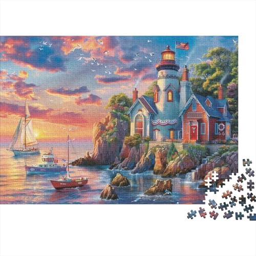 Sunset by The Sea Jigsaw Puzzle Für Sohn/Kinder Familie Zusammen 1000 Schlafzimmer Dekoration Puzzles Erwachsene 1000 Stück Holz Puzzle Spiel Kinder Geschenk 1000pcs (75x50cm) von CPXSEMAZA