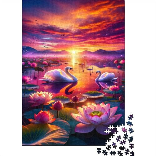 Swan-Lotus Puzzle, 1000 Teile Puzzle, Erwachsene Puzzle, Einzigartiges Puzzle, Familienpuzzle, Denkspiel 1000pcs (75x50cm) von CPXSEMAZA