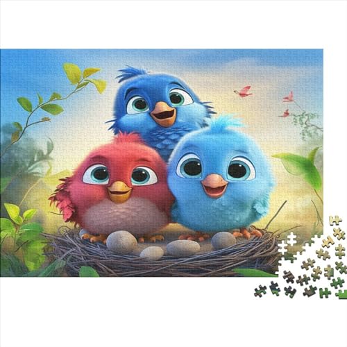 Three Cute Birds Jigsaw Puzzle Für Sohn/Kinder Familie Zusammen 500 Schlafzimmer Dekoration Puzzles Erwachsene 500 Stück Holz Puzzle Spiel Kinder Geschenk 500pcs (52x38cm) von CPXSEMAZA