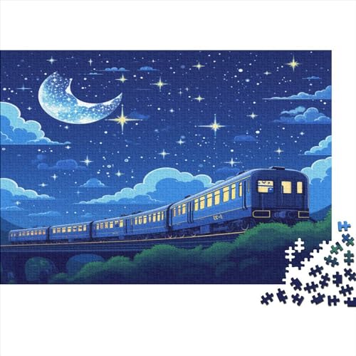 Train Starry Night Puzzle, 300 Teile Puzzle, Erwachsene Puzzle, Einzigartiges Puzzle, Familienpuzzle, Denkspiel 300pcs (40x28cm) von CPXSEMAZA