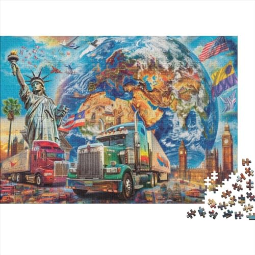 Truck Theme Jigsaw Puzzle Für Sohn/Kinder Familie Zusammen 1000 Schlafzimmer Dekoration Puzzles Erwachsene 1000 Stück Holz Puzzle Spiel Kinder Geschenk 1000pcs (75x50cm) von CPXSEMAZA