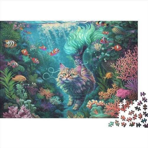 Undersea Cat 300-teilige Puzzles Für Erwachsene Puzzle 300 Teile Impossible Puzzle 300 Puzzles Für Erwachsene Für Erwachsene Und Kinder Ab 12 Jahren 300pcs (40x28cm) von CPXSEMAZA