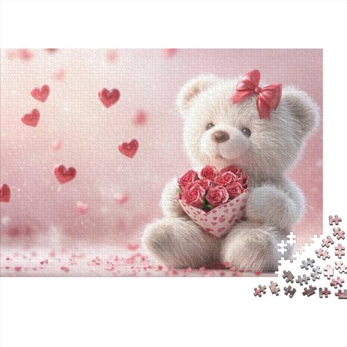 Valentine's Day Bear Puzzle 1000 Teile Für Erwachsene Puzzles Für Erwachsene 1000-teiliges Puzzle Lernspiele Valentine's Day Gift Heimdekorationspuzzle 1000pcs (75x50cm) von CPXSEMAZA