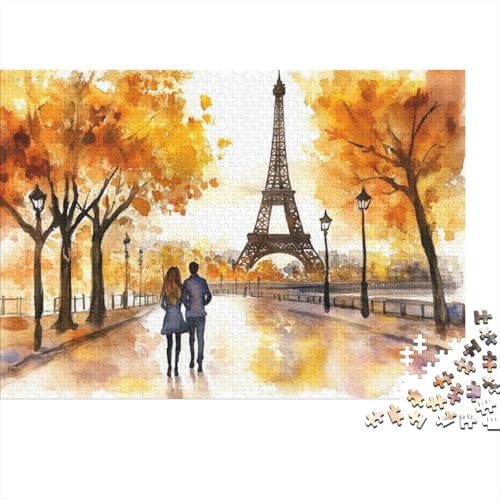 Valentine's Day Theme Puzzle 1000 Teile Für Erwachsene |Romantic Paris Puzzle | 1000-teiliges Puzzle, Lernspiele, Heimdekorationspuzzle 1000pcs (75x50cm) von CPXSEMAZA