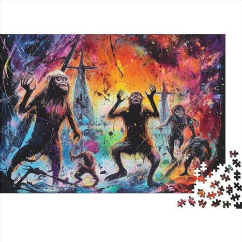 Watercolor Ape Jigsaw Puzzle Für Sohn/Kinder Familie Zusammen 500 Schlafzimmer Dekoration Puzzles Erwachsene 500 Stück Holz Puzzle Spiel Kinder Geschenk 500pcs (52x38cm) von CPXSEMAZA