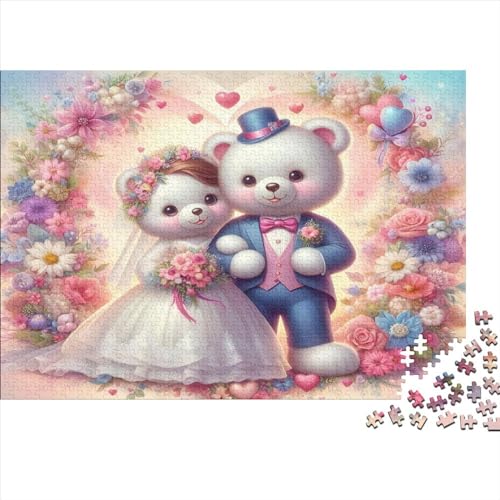 Wedding Bear 500-teiliges Holzpuzzle Für Erwachsene, 500-teiliges Puzzle, Einzigartige Heimdekoration Und Geschenke, 500-teiliges Puzzle, Spielzeug Und Spiele 500pcs (52x38cm) von CPXSEMAZA