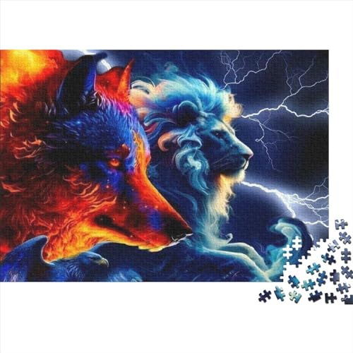 Wolf and Lion Jigsaw Puzzle Für Sohn/Kinder Familie Zusammen 1000 Schlafzimmer Dekoration Puzzles Erwachsene 1000 Stück Holz Puzzle Spiel Kinder Geschenk 1000pcs (75x50cm) von CPXSEMAZA