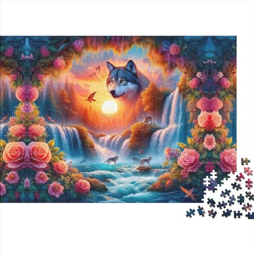 Wolves by The Waterfall 1000-teiliges Holzpuzzle Für Erwachsene, 1000-teiliges Puzzle, Einzigartige Heimdekoration Und Geschenke, 1000-teiliges Puzzle, Spielzeug Und Spiele 1000pcs (75x50cm) von CPXSEMAZA