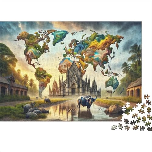 World Map 3D-Puzzles 1000 Teile Für Erwachsene Puzzles Für Erwachsene 1000 Teile Puzzle Lernspiele Ungelöstes Puzzle 1000pcs (75x50cm) von CPXSEMAZA