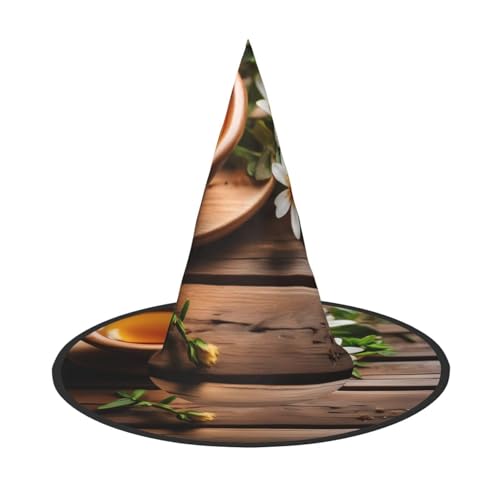 2 Stück Halloween-Hut – Blaugrüne Blume auf Holzplanken-Druck, Hexendekoration, Party, Hexenkostüm, spitze Hornkappe, festliches Geschenk 2 Stück Halloween-Hut – Blaugrüne Blume auf Holzplanken-Druck, Hexendekoration, Party, Hexenkostüm, spitze Hornkappe, festliches Geschenk von CPyuqw