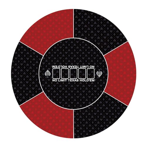 CQAHDSEVF Tragbare Pokertischmatte Professionelle runde Pokermatte for Texas Holdem, tragbare Pokertischplatte mit Art-Deco-Layout-Druck(Rosso,Large) von CQAHDSEVF