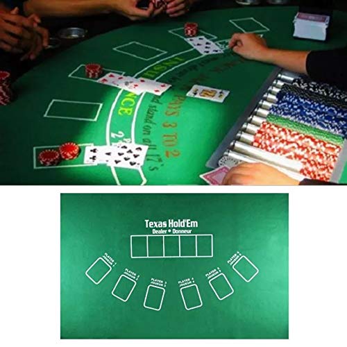 CQAHDSEVF Tragbare Pokertischmatte Tragbare Pokertischplatte 90 x 60 cm TX Hold'em-Tischdecke aus Flanell mit 21 Punkten Würfeltischmatte Casino-Familienparty Pokerspiel Unterhaltungsspielzeug von CQAHDSEVF